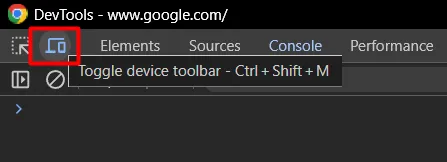 Przycisk włączający emulację urządzeń mobilnych w Chrome DevTools