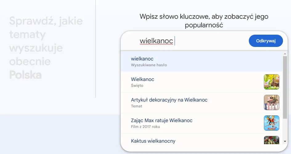 Skorzystaj z podpowiedzi wyszukiwanych haseł