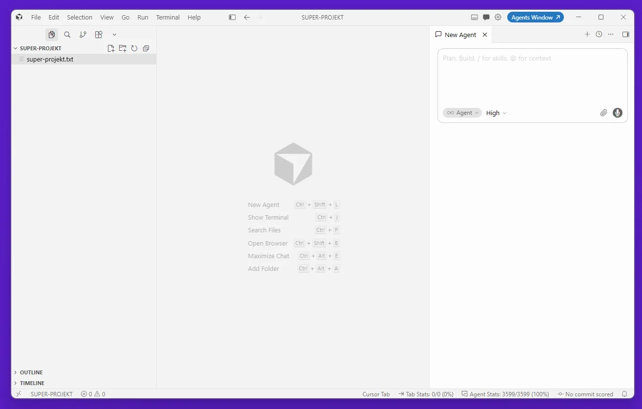 Cursor AI dziedziczy układ Visual Studio Code - programiści przesiadają się bez adaptacji środowiska. Interfejs Cursor AI - widok edytora kodu z panelem plików projektu