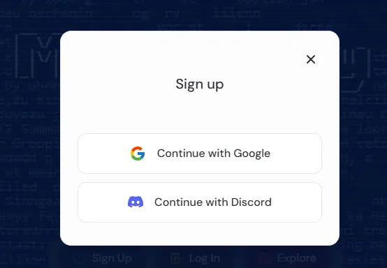 Okno rejestracji Midjourney z opcją logowania przez Google lub Discord