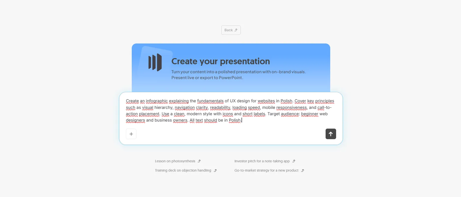 Okno eksportu wizualizacji w Napkin AI z formatami PNG, SVG, PDF, PowerPoint i Google Slides. Źródło: panel Napkin AI (napkin.ai). Okno eksportu wizualizacji w Napkin AI z formatami PNG, SVG, PDF, PowerPoint i Google Slides. Źródło: panel Napkin AI (napkin.ai).