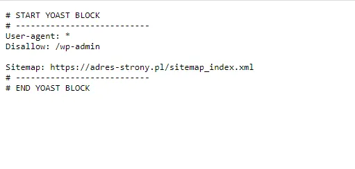Plik robots txt wygenerowany przez wtyczkę Yoast SEO.