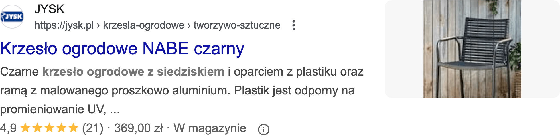 Przykład wyniku rozszerzonego z wyszukiwarki Google