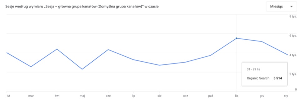 organic search - wyniki pozycjonowania hotelu w roku 2025